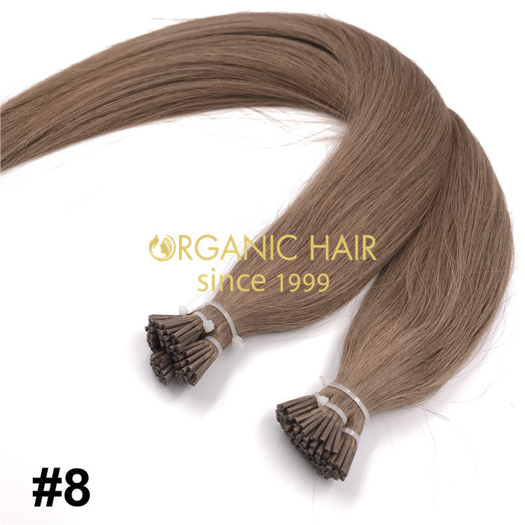 Silicone free brown I-tip hair extensions  H256